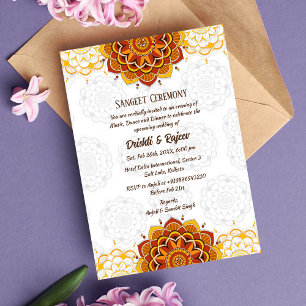 Invitación a la ceremonia de pre-Boda Sangeet