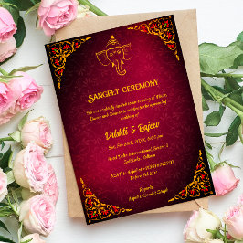 Invitación a la ceremonia de pre-Boda Sangeet