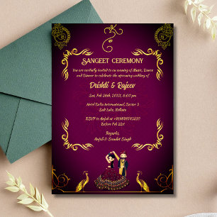 Invitación a la ceremonia de pre-Boda Sangeet