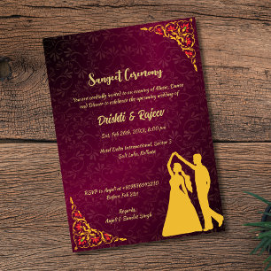 Invitación a la ceremonia de pre-Boda Sangeet