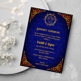 Invitación a la ceremonia de pre-Boda Sangeet