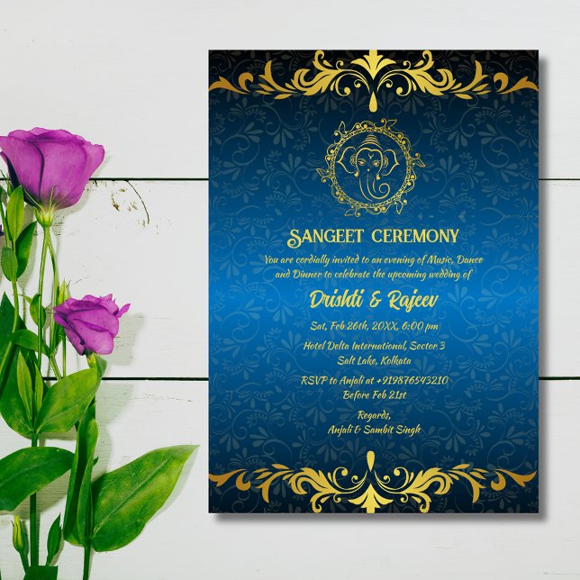 Invitación a la ceremonia de pre-Boda Sangeet (Subido por el creador)