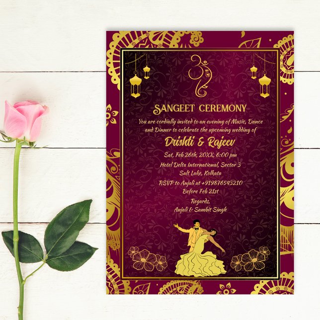 Invitación a la ceremonia de pre-Boda Sangeet (Subido por el creador)