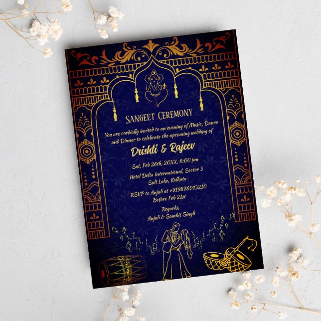 Invitación a la ceremonia de pre-Boda Sangeet (Subido por el creador)