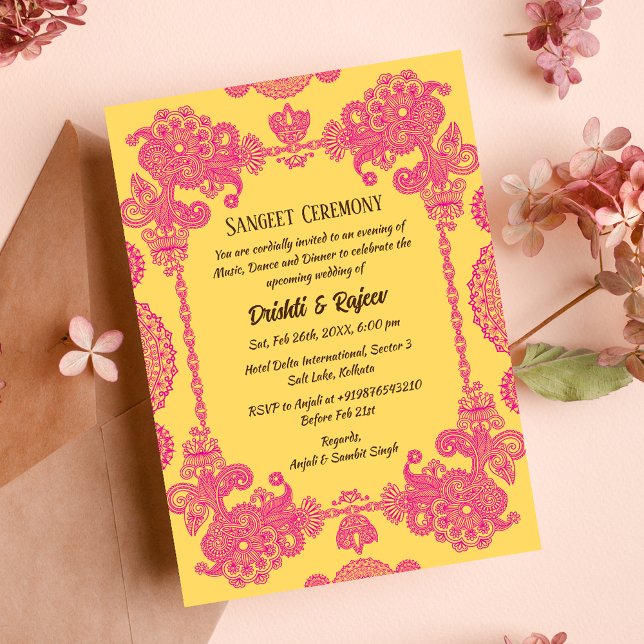 Invitación a la ceremonia de pre-Boda Sangeet (Subido por el creador)