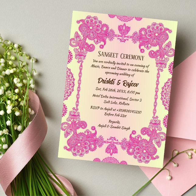 Invitación a la ceremonia de pre-Boda Sangeet (Subido por el creador)