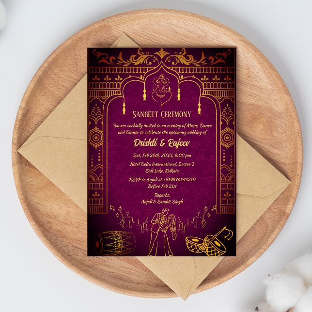 Invitación a la ceremonia de pre-Boda Sangeet (Subido por el creador)