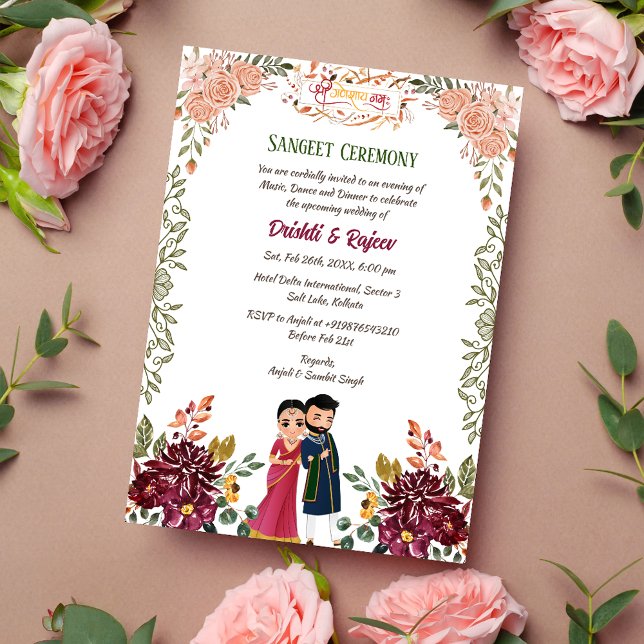 Invitación a la ceremonia de pre-Boda Sangeet (Subido por el creador)