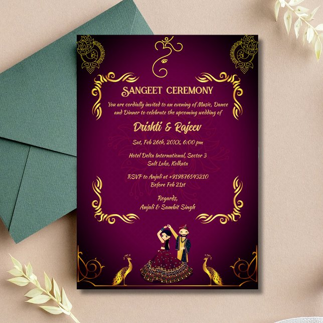 Invitación a la ceremonia de pre-Boda Sangeet (Subido por el creador)