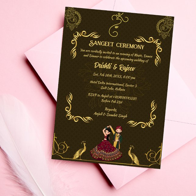 Invitación a la ceremonia de pre-Boda Sangeet (Subido por el creador)