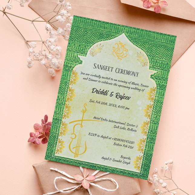 Invitación a la ceremonia de pre-Boda Sangeet (Subido por el creador)