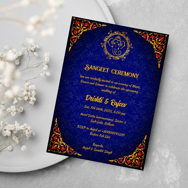 Invitación a la ceremonia de pre-Boda Sangeet (Subido por el creador)