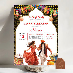 Invitación a la ceremonia del Boda de la India neg