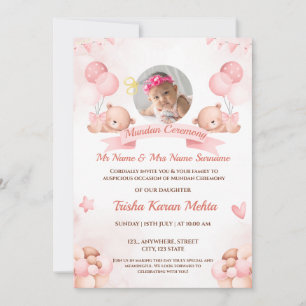 Invitación a la Ceremonia Mundan India para Niña