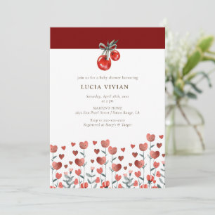 Invitación a la cereza roja floral de color de agu