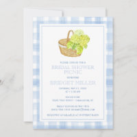 Invitación a la cesta de flores Blue Gingham Hydra
