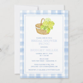 Invitación a la cesta de flores Blue Gingham Hydra
