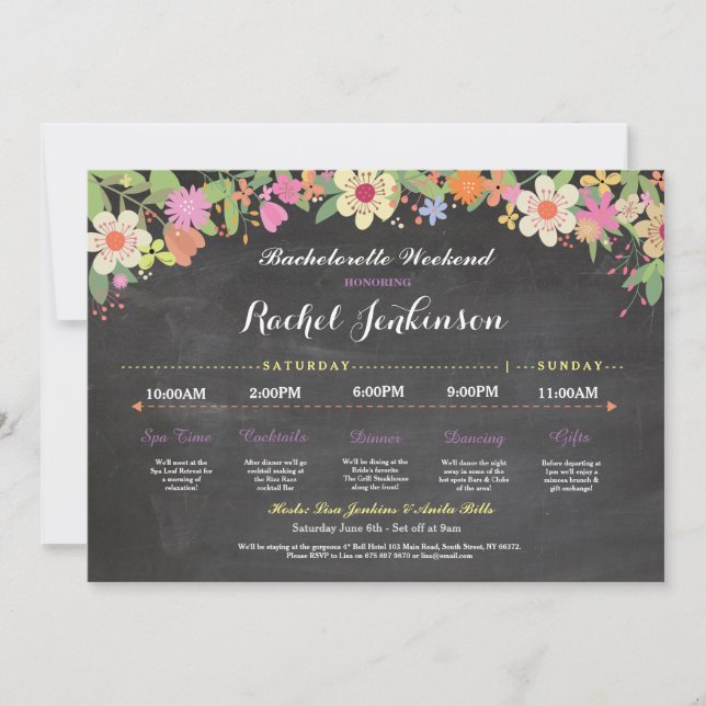 Invitación a la Chalk de la ducha de novia itinera (Anverso)