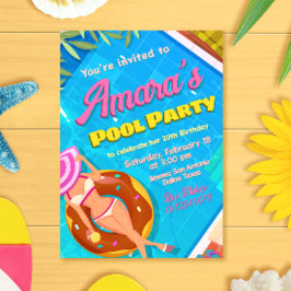 Invitación a la chica de la fiesta en la piscina