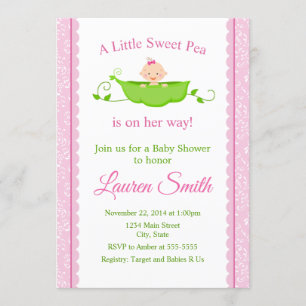Invitación a la Chica rosa de la Baby Shower dulce
