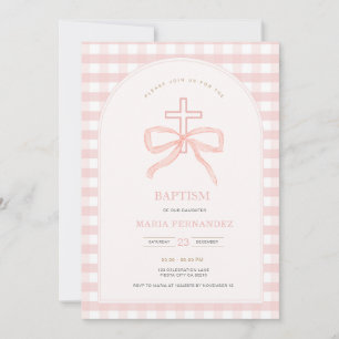 Invitación a la Christening de Coquette Bow Rosa
