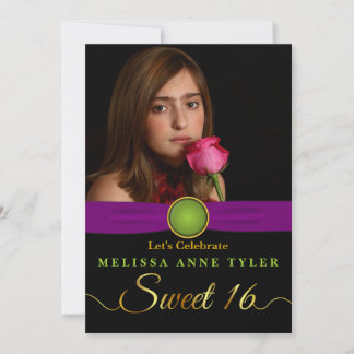 Invitación a la cinta de la joya morada dulce 16 F