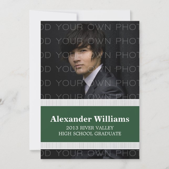 Invitación a la clase verde/blanca con franjas de  (Anverso)