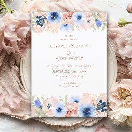 Invitación a la colección de Bodas azules de Peach