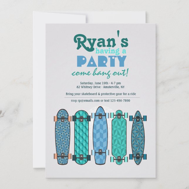 Invitación a la colección de skateboard (Anverso)