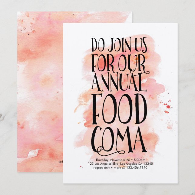 Invitación a la coma de la comida moderna de Acció (Anverso / Reverso)