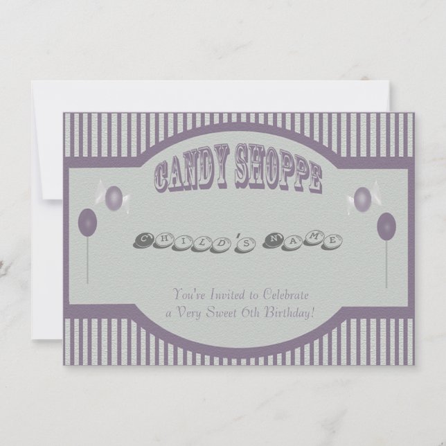 Invitación a la compra de golosinas moradas (Anverso)