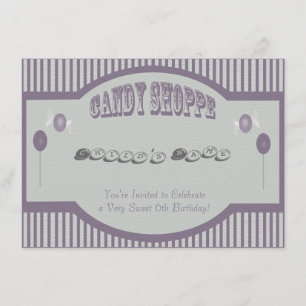 Invitación a la compra de golosinas moradas