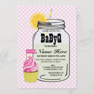 Invitación a la comprobación rosa de Baby Shower d