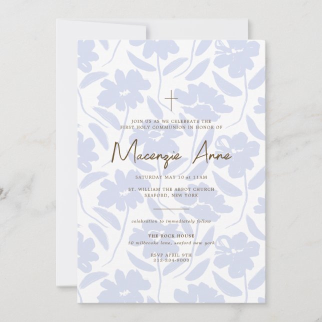 Invitación a la Comunión Floral Azul (Anverso)