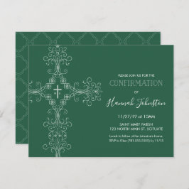 Invitación a la confirmación, cruz, monograma; niñ