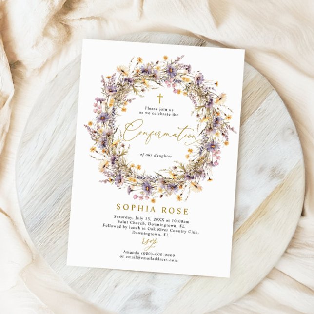 Invitación a la confirmación de Boho Purple Wildfl (Subido por el creador)