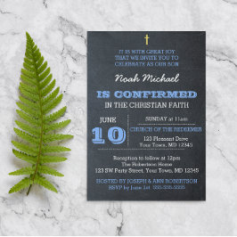 Invitación a la confirmación de Chalkboard Blue