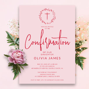 Invitación a la confirmación de Chicas Petal Pink