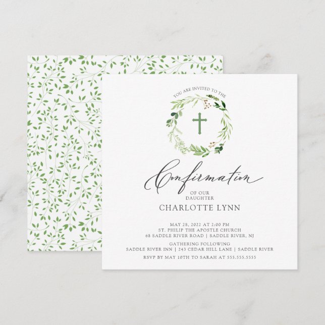 Invitación a la confirmación de hoja botánica (Anverso / Reverso)