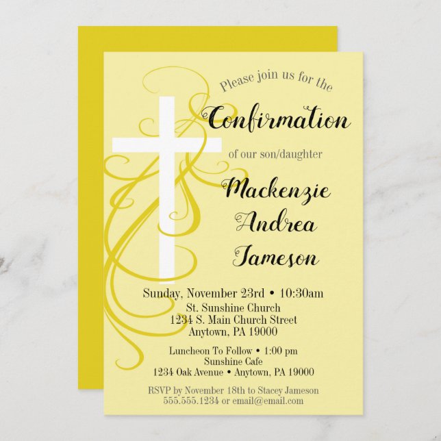 Invitación a la confirmación de la cruz amarilla (Anverso / Reverso)