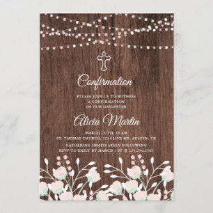 Invitación a la confirmación de la cruz floral de 