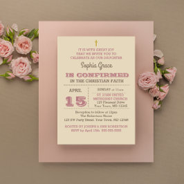 Invitación a la confirmación de oro Rosa Rústico
