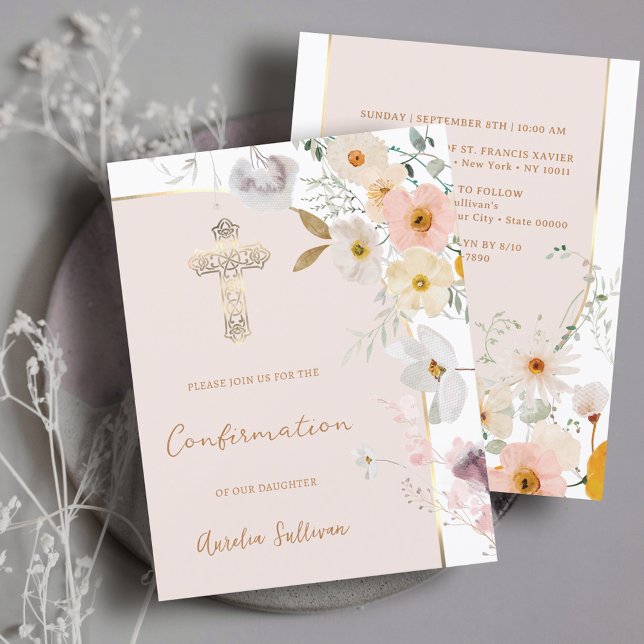 Invitación a la confirmación de Pastel Wildflowers (Subido por el creador)