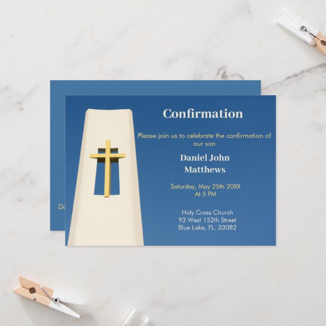 Invitación a la confirmación de Sky Blue Holy Cros (Anverso/Reverso In Situ)