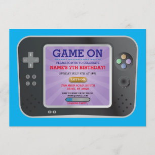 Invitación a la consola de juego de cumpleaños de