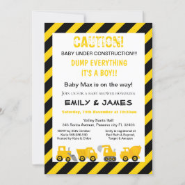Invitación a la construcción, Baby Shower, cumplea