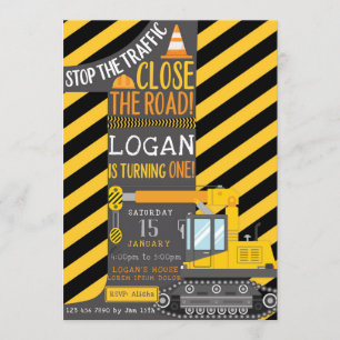 Invitación a la construcción por primer cumpleaños