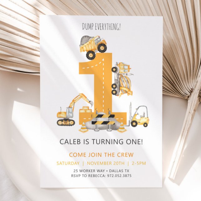Invitación a la construcción por primer cumpleaños (Subido por el creador)