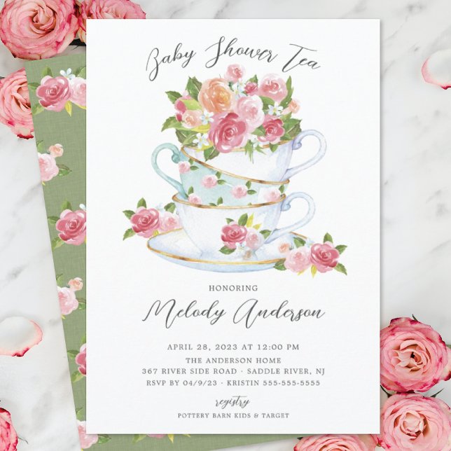 Invitación a la Copa de Té de China floral en Baby (Subido por el creador)