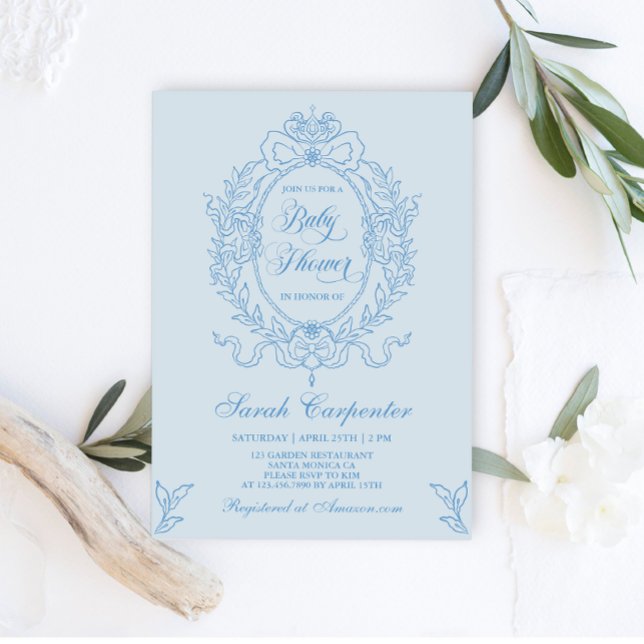 Invitación a la cosecha de Baby Shower Bow azul (Subido por el creador)